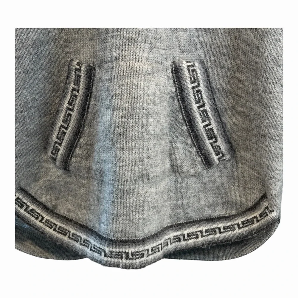 Arte Inka Berfas Alpaca Hooded Fair Isle Lace Up Sweater Peru Women's Gray Med
